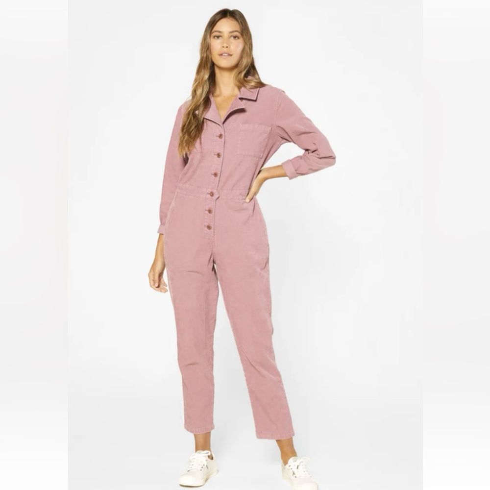 Outerknown Mauve Pink Corduroy Utility Jumpsuit